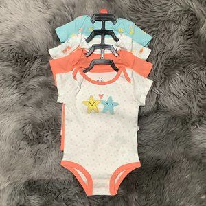 Rococo | Infant Girl's Bodysuit Set | 4 Pieces | Peach & Blue | Various Sizes